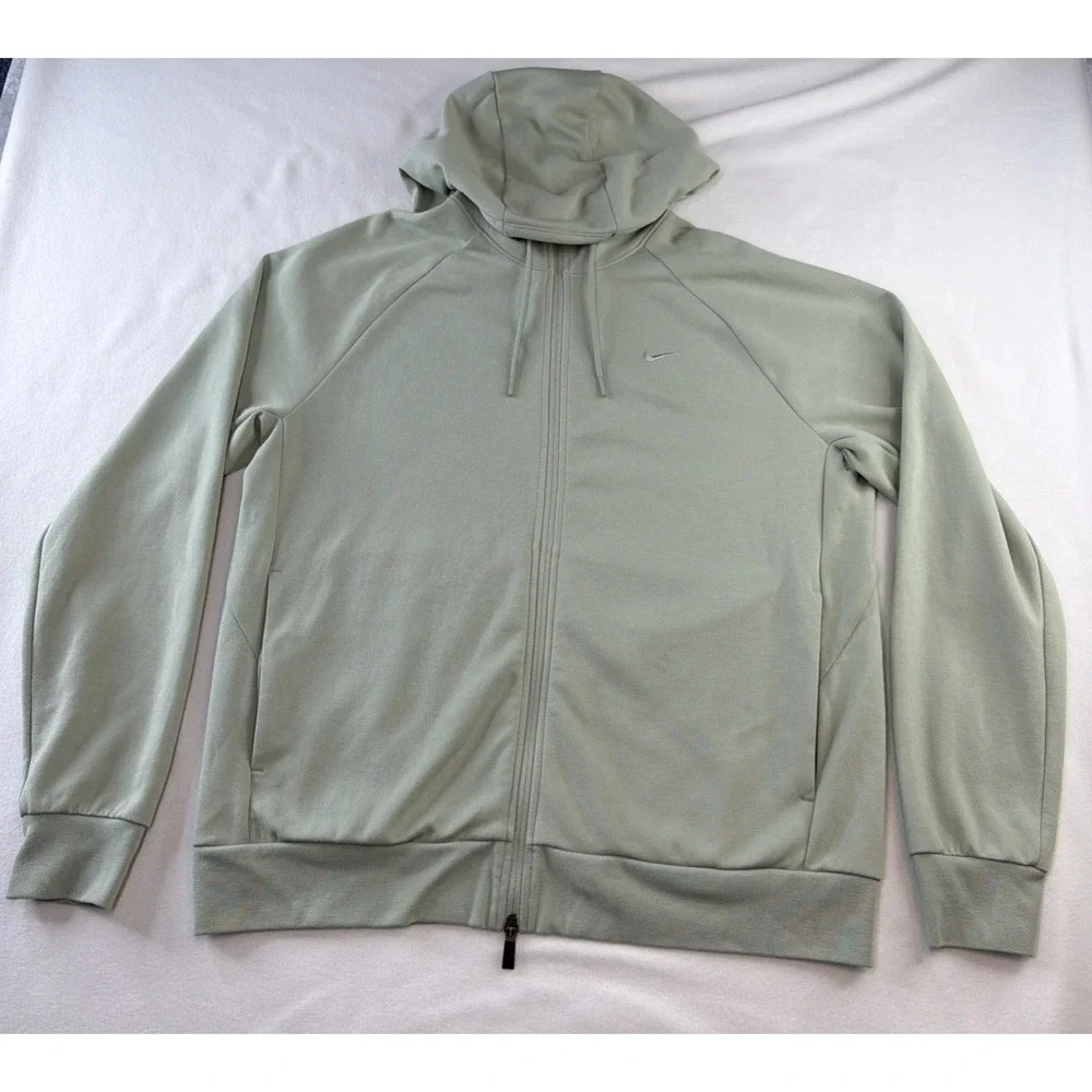 Nike Dri-FIT Mens L Green Full Zip Hoodie Performance Sweatshirt FZ0967-370